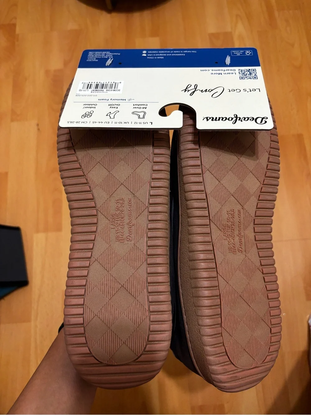 Dearfoams Mens Pierce Microsuede Moc with Tie Slippers NEW SIZE L(11-12)